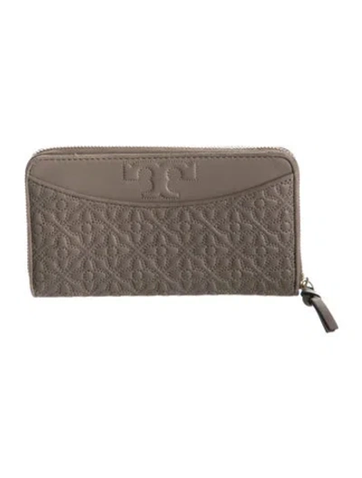 Pre-owned Tory Burch Leather Printed Wallet In Neutrals