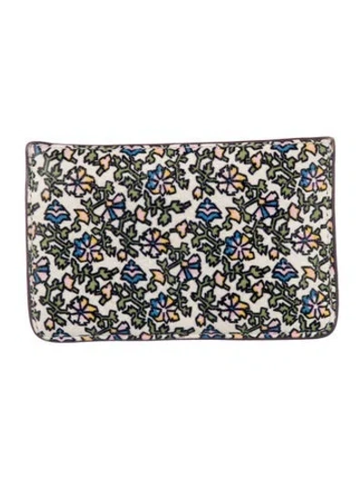 Pre-owned Tory Burch Leather Printed Wallet In Pink