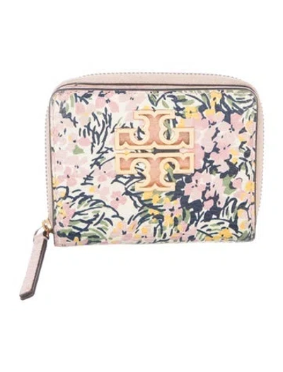 Pre-owned Tory Burch Leather Printed Wallet In Pink