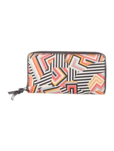 Pre-owned Tory Burch Leather Printed Wallet In White