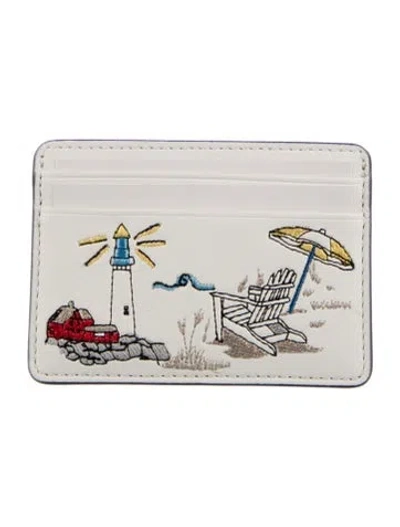 Pre-owned Tory Burch Leather Printed Wallet In White