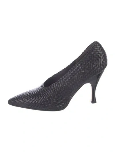 Pre-owned Tory Burch Leather Pumps In Black/blue