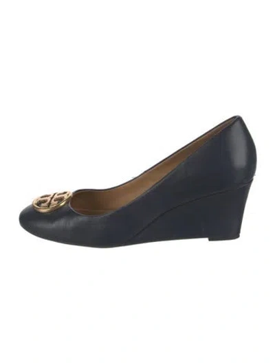 Pre-owned Tory Burch Leather Pumps In Blue