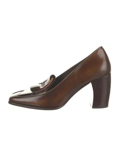 Pre-owned Tory Burch Leather Pumps In Brown