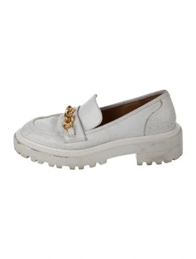 Pre-owned Tory Burch Leather Pumps In Grey/white