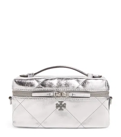 Tory Burch Leather Quilted Kira Vanity Case Bag In Transparent