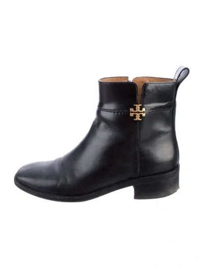 Pre-owned Tory Burch Leather Rain Boots In Black