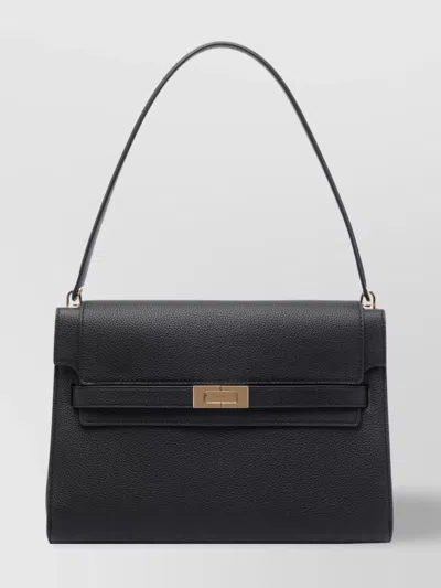 Tory Burch Leather Rectangular Top Handle Shoulder Bag In Black
