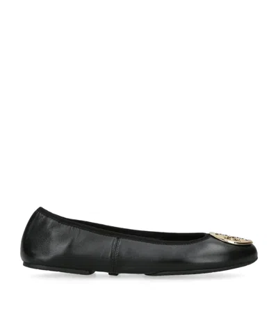 Tory Burch Leather Reva Travel Ballet Flats In Black