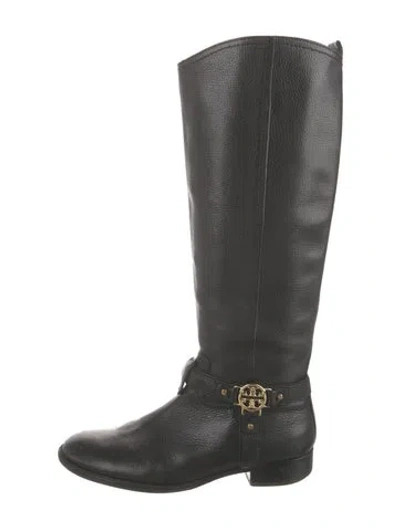 Pre-owned Tory Burch Leather Riding Boots In Black