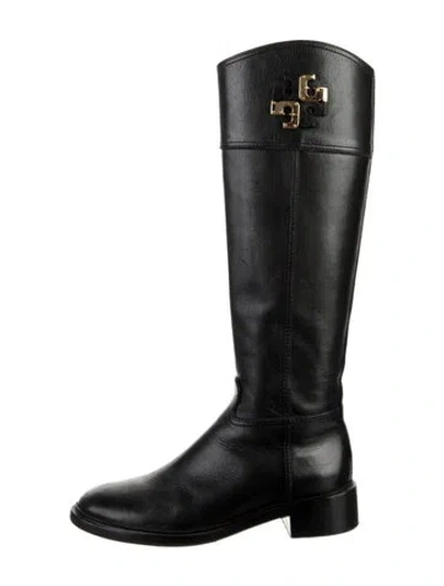Pre-owned Tory Burch Leather Riding Boots In Black