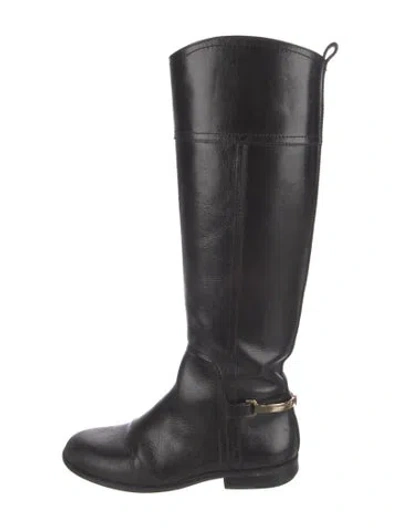 Pre-owned Tory Burch Leather Riding Boots In Black