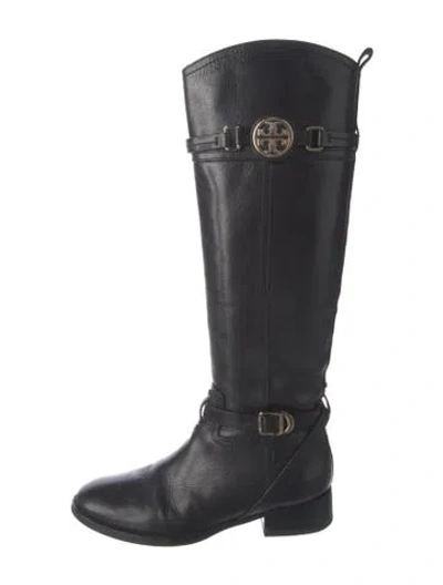 Pre-owned Tory Burch Leather Riding Boots In Black