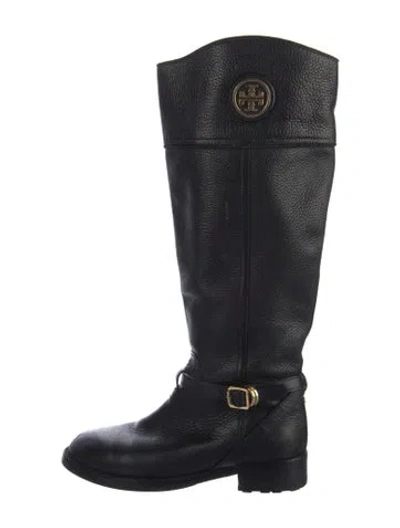 Pre-owned Tory Burch Leather Riding Boots In Black