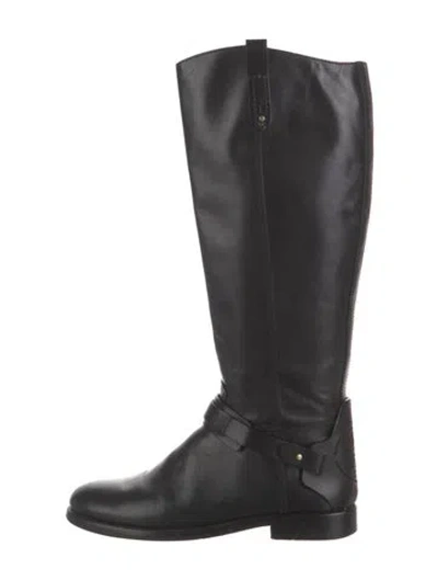 Pre-owned Tory Burch Leather Riding Boots In Black