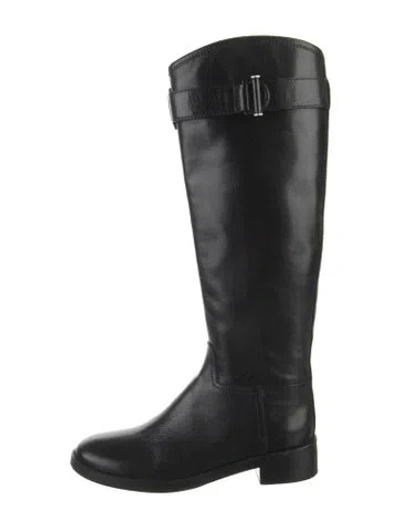 Pre-owned Tory Burch Leather Riding Boots In Black