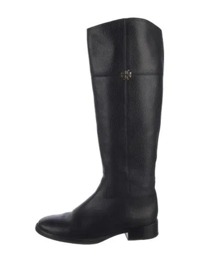 Pre-owned Tory Burch Leather Riding Boots In Black