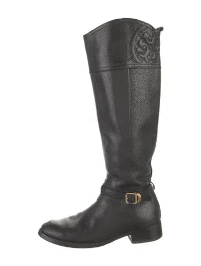 Pre-owned Tory Burch Leather Riding Boots In Black