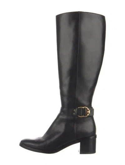 Pre-owned Tory Burch Leather Riding Boots In Black