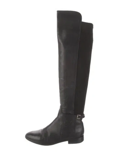 Pre-owned Tory Burch Leather Riding Boots In Black