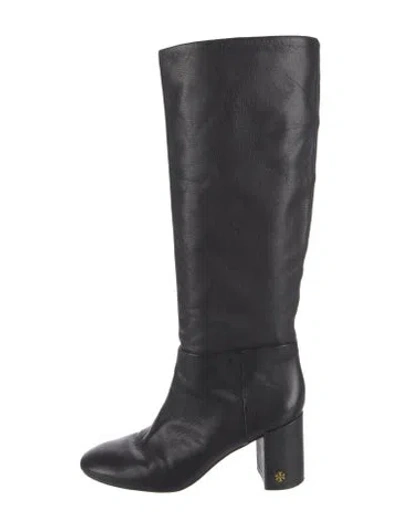 Pre-owned Tory Burch Leather Riding Boots In Black