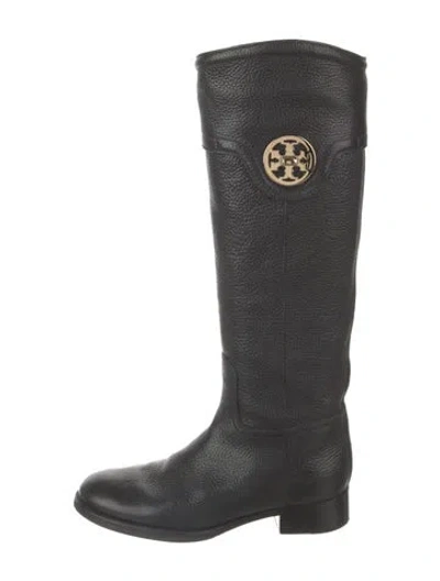Pre-owned Tory Burch Leather Riding Boots In Black