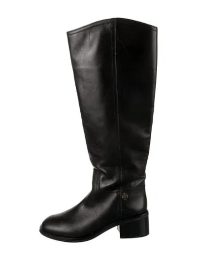 Pre-owned Tory Burch Leather Riding Boots In Black