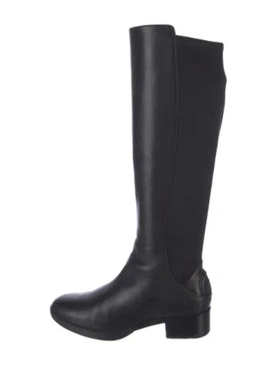 Pre-owned Tory Burch Leather Riding Boots In Black