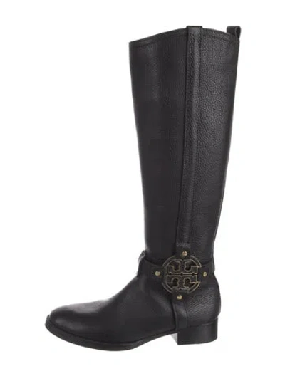 Pre-owned Tory Burch Leather Riding Boots In Black