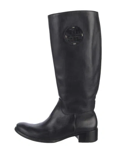 Pre-owned Tory Burch Leather Riding Boots In Black