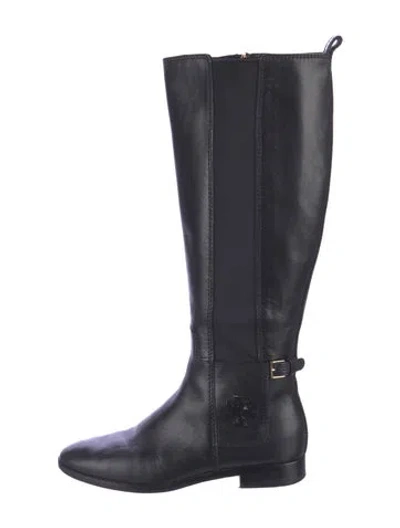 Pre-owned Tory Burch Leather Riding Boots In Black