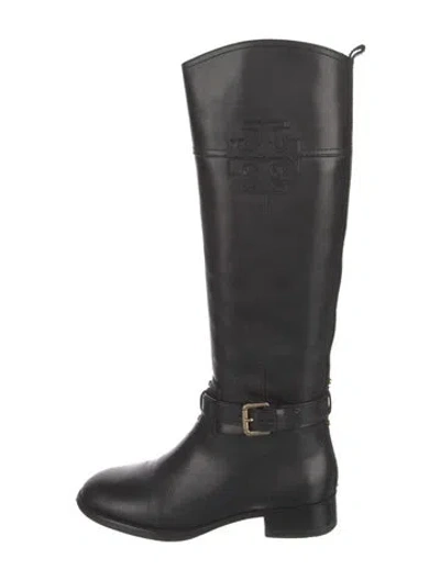 Pre-owned Tory Burch Leather Riding Boots In Black