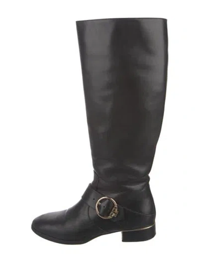 Pre-owned Tory Burch Leather Riding Boots In Black