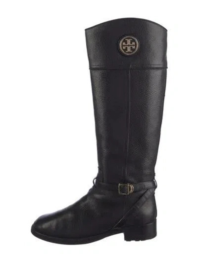 Pre-owned Tory Burch Leather Riding Boots In Black