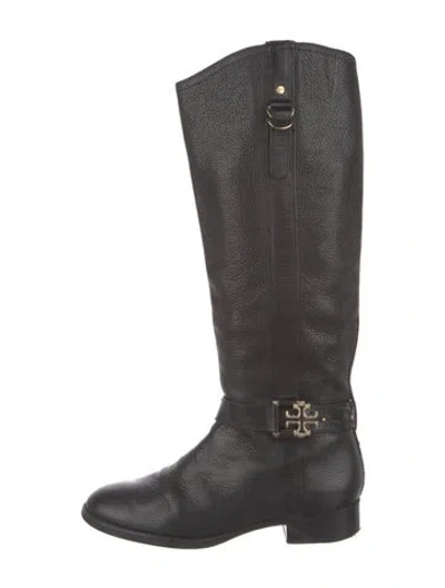 Pre-owned Tory Burch Leather Riding Boots In Black
