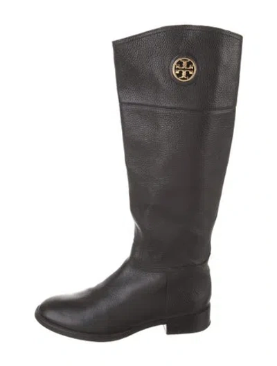 Pre-owned Tory Burch Leather Riding Boots In Black