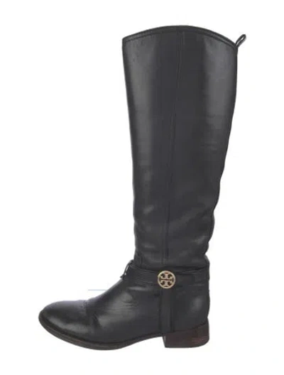 Pre-owned Tory Burch Leather Riding Boots In Black