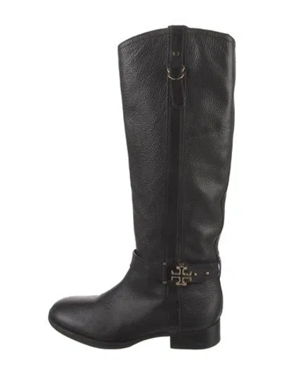 Pre-owned Tory Burch Leather Riding Boots In Black