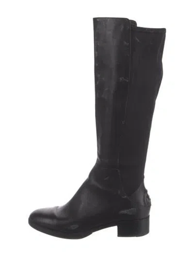Pre-owned Tory Burch Leather Riding Boots In Black