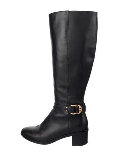 Pre-owned Tory Burch Leather Riding Boots In Black