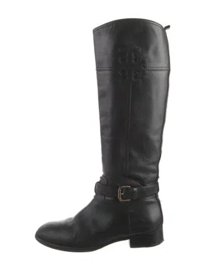 Pre-owned Tory Burch Leather Riding Boots In Black