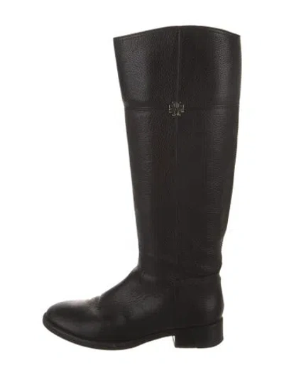 Pre-owned Tory Burch Leather Riding Boots In Black