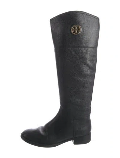 Pre-owned Tory Burch Leather Riding Boots In Black