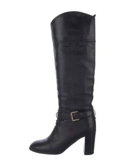 Pre-owned Tory Burch Leather Riding Boots In Black