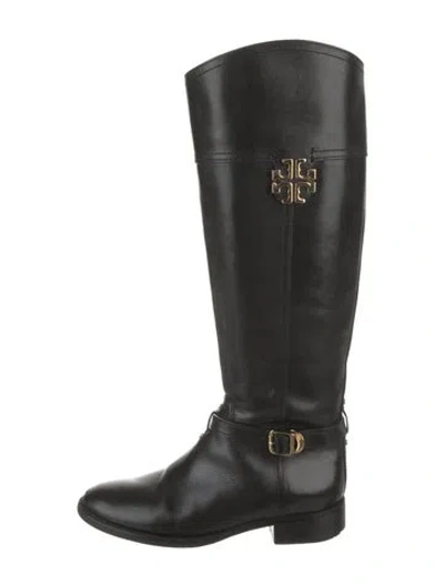 Pre-owned Tory Burch Leather Riding Boots In Black