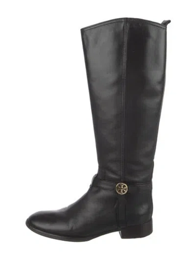 Pre-owned Tory Burch Leather Riding Boots In Black