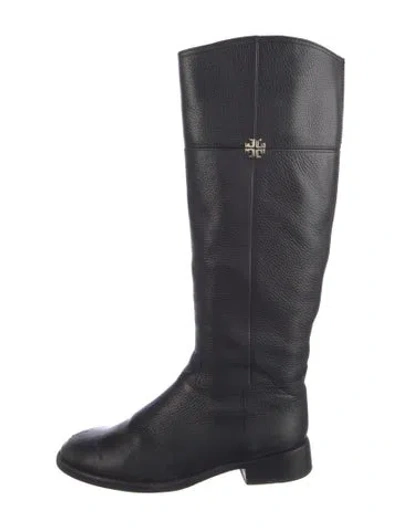 Pre-owned Tory Burch Leather Riding Boots In Black