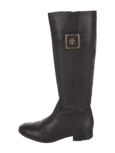 Pre-owned Tory Burch Leather Riding Boots In Black