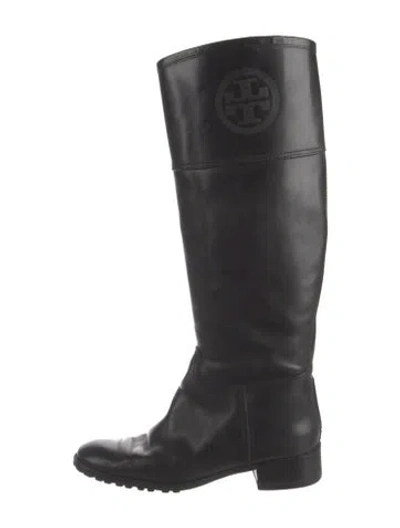 Pre-owned Tory Burch Leather Riding Boots In Black