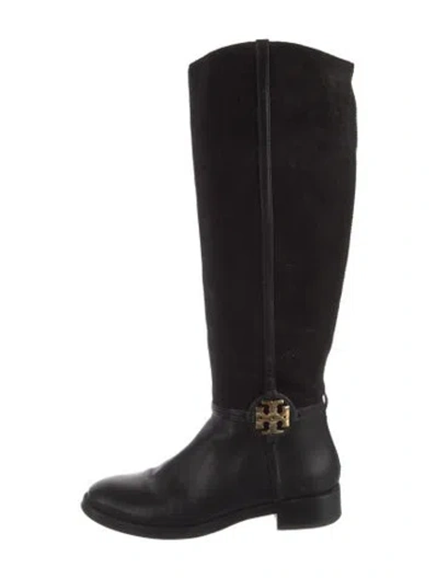 Pre-owned Tory Burch Leather Riding Boots In Black